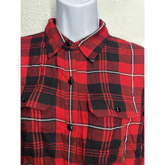 Chaps Petite Women’s Buffalo Plaid Flannel Red Button Up Size petite LARGE - Picture 8 of 11
